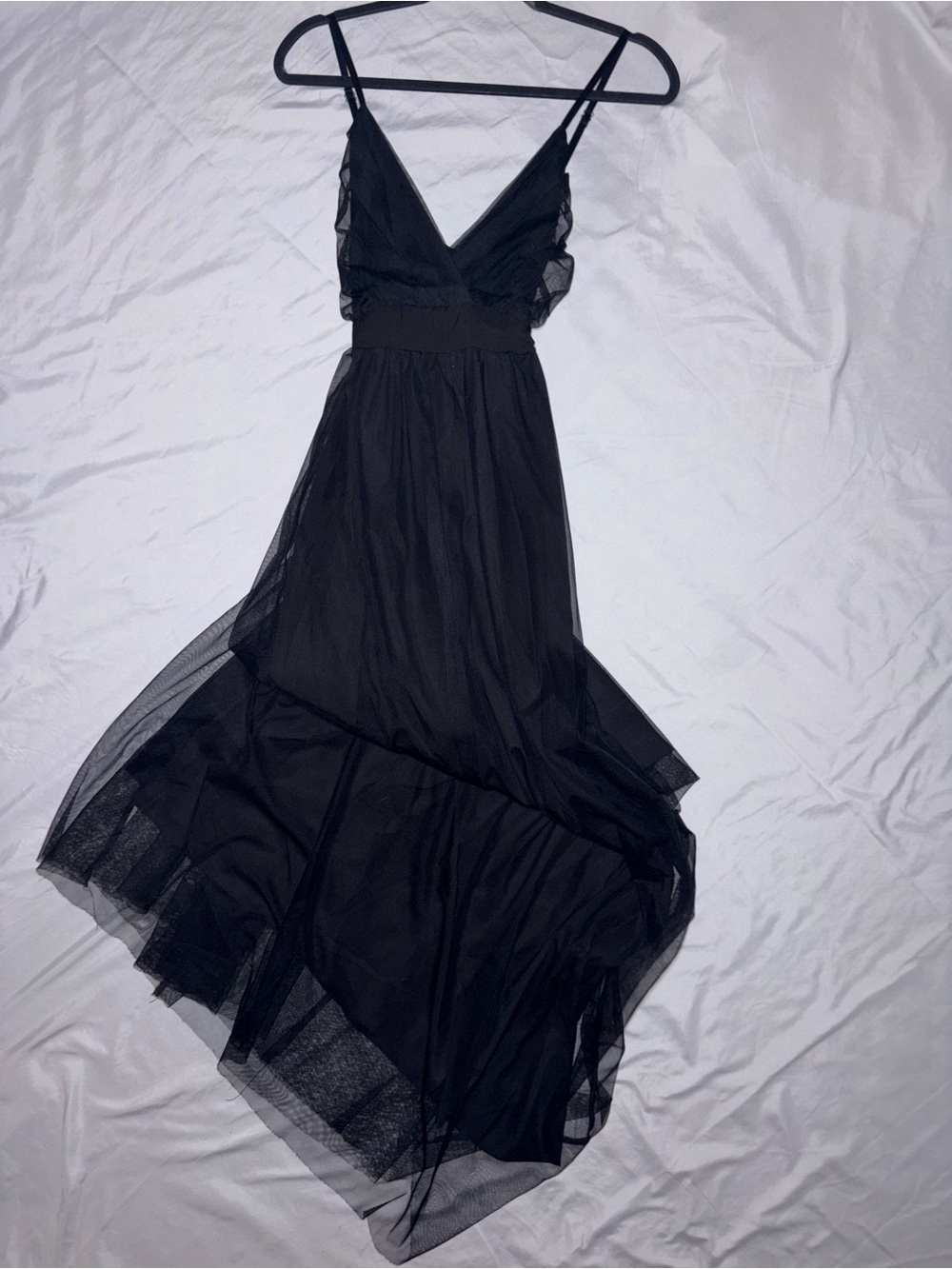 Elegant Black V-Neck Chiffon Maxi Dress